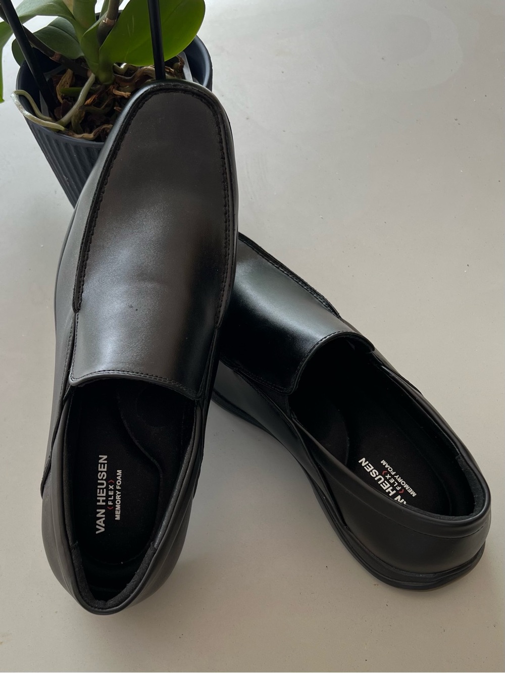 Van Heusen Black Slip-On faux Leather Loafers for Men
